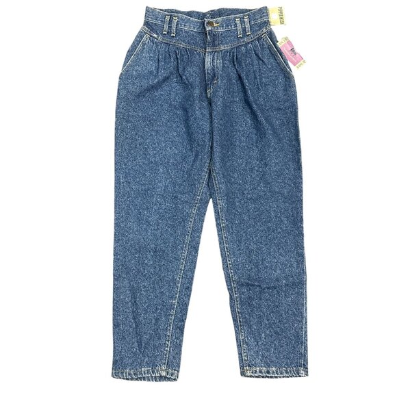 Vtg 80s Lee Baggy Fit Jeans High Waist Tapered Leg Pepper Wash USA Union 12P - Picture 1 of 14